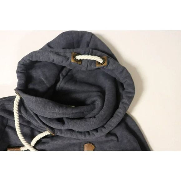 Naketano Women Cowl Neck Long Sleeve Hooded Shirt Top Sweatshirt Size Small Gray - Picture 10 of 16